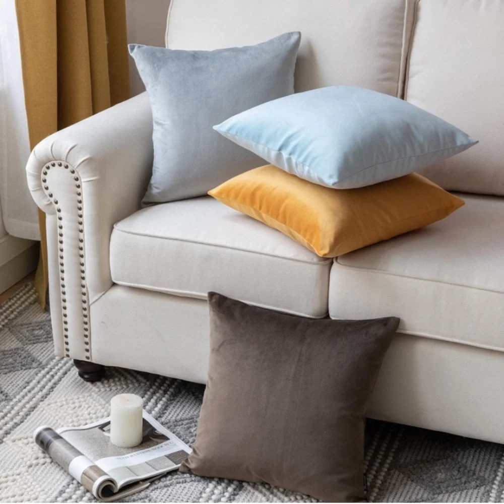 Luxury Home | Oversized Elegant Mist Grey Luxe Velvet Throw Pillow Covers